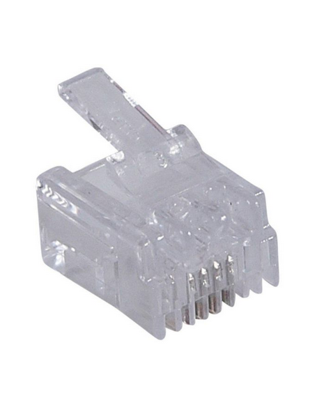 Fiche RJ11 4 contacts largeur 9,65mm pour câble rond LEGRAND 051701