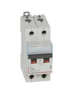 Disjoncteur DX³6000 10kA arrivée haute et départ bas à vis 2 Pôles de 230V à 400V 50A courbe C 2 modules LEGRAND 407789 2