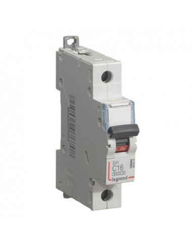 Disjoncteur DX³6000 arrivée haute et départ bas à vis 1 Pôle 230V~ à 400V~ 16A courbe C 1 module LEGRAND 407670