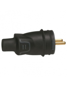 Fiche borne à vis caoutchouc 2P+T 16A IK08 IP44 à sortie droite LEGRAND 050445 2