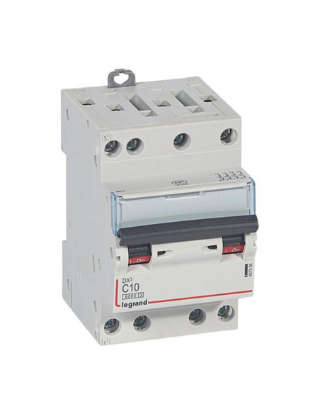 Disjoncteur DX³6000 10kA arrivée haute et départ bas à vis 4 Pôles 400V 10A courbe C LEGRAND 407906