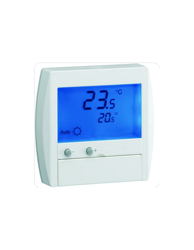 Thermostat ambiance digital semi-encastré chauffage électrique avec entrée fil pilote 230V HAGER 25120