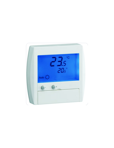Thermostat ambiance digital semi-encastré chauffage électrique avec entrée fil pilote 230V HAGER 25120