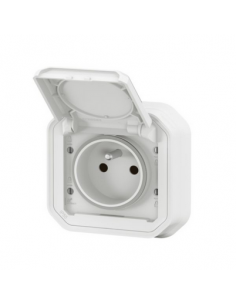 Prise de courant avec volet Plexo complet encastré avec griffes blanc LEGRAND 070034 2