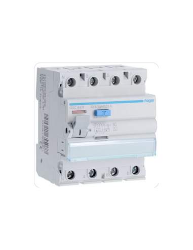 Interrupteur différentiel 4 Pôles 40A 30mA type AC 60Hz HAGER CDC447F