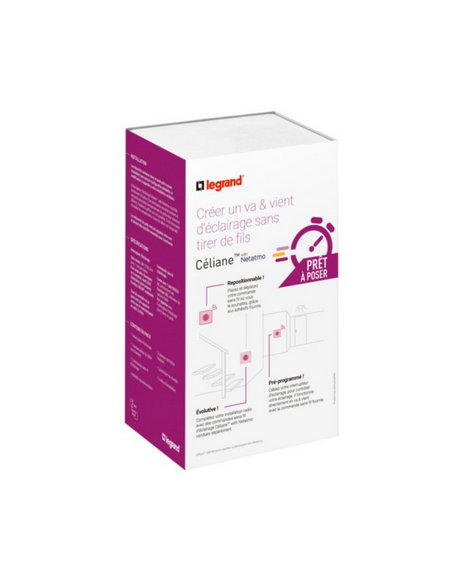 Prêt-à-Poser connectable Céliane pour créer un va-et-vient sans micromodule avec commande sans fils Titanium LEGRAND CT0404