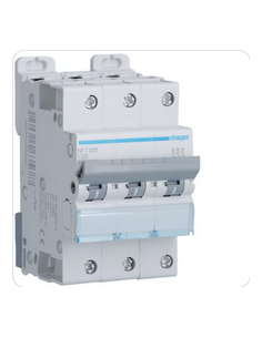 Disjoncteur 3 Pôles 6-10kA courbe C 25A 3 modules HAGER NFT325 2