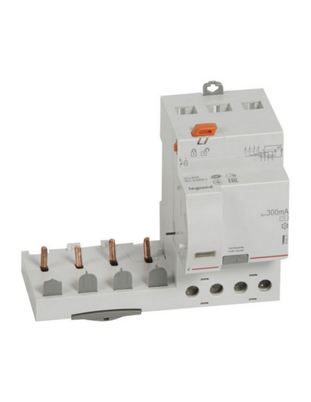 Bloc différentiel adaptable à vis DX³ pour disjoncteur 1 module par pôle 4 Pôles 400V 63A type AC 300mA LEGRAND 410512