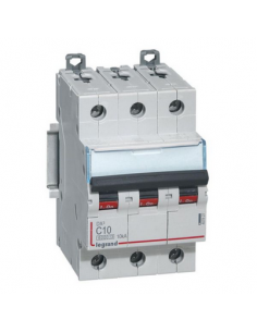 Disjoncteur DX³6000 10kA arrivée haute et départ bas à vis 3 Pôles 400V~ 10A courbe C LEGRAND 407827