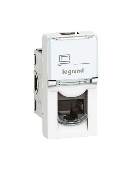 Prise RJ45 catégorie 6A STP à blindage métal Mosaic 1 module blanc LEGRAND 076573