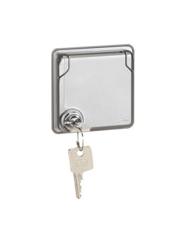 Prise de courant 2P+T à puits germanique avec éclips de protection et volet verrouillé 16A 250V Soliroc IK10 IP55 LEGRAND 077837