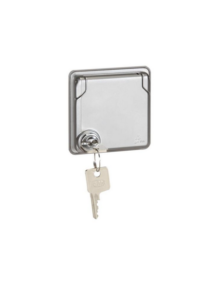 Prise de courant 2P+T à puits germanique avec éclips de protection et volet verrouillé 16A 250V Soliroc IK10 IP55 LEGRAND 077837