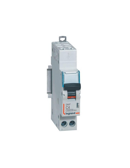 Disjoncteur Phase+Neutre DNX³4500 6kA arrivée borne auto.sortie à vis 1P+N 230V~ 4A courbe C 1 module LEGRAND 406878