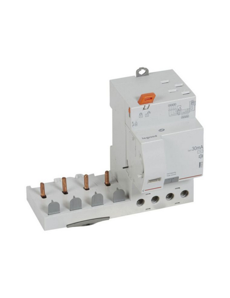 Bloc différentiel adaptable automatique DX³ pour disjoncteur 1 module par pôle 4 Pôles 400V~ 63A type AC 30mA LEGRAND 410506