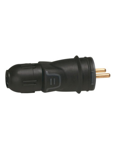 Fiche mâle caoutchouc 2P+T 16A IK08 à connexion automatique IP44 LEGRAND 050440
