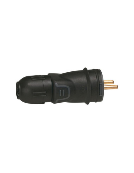 Fiche mâle caoutchouc 2P+T 16A IK08 à connexion automatique IP44 LEGRAND 050440