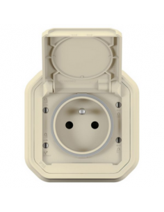 Prise de courant avec volet Plexo complet encastré avec griffes sable LEGRAND 070075 2