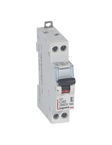 Disjoncteur DX³6000 6kA à vis U+N 230V 40A courbe C 1 module LEGRAND 407704