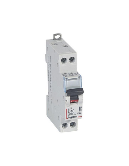 Disjoncteur DX³6000 6kA à vis U+N 230V 40A courbe C 1 module LEGRAND 407704