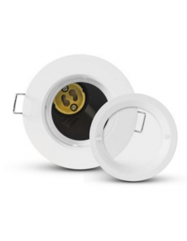 Support Spot plafond BBC Rond Blanc Fixe avec douille automatique Ø90 mm IP65 MIIDEX VISION-EL 77184