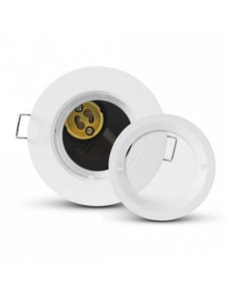 Support Spot plafond BBC Rond Blanc Fixe avec douille automatique Ø90 mm IP65 MIIDEX VISION-EL 77184
