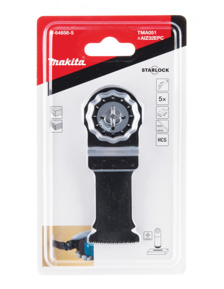 5 Lames plongeantes HCS Bois coupe précision TMA051 STARLOCK 32x50mm MAKITA B-64858-5
