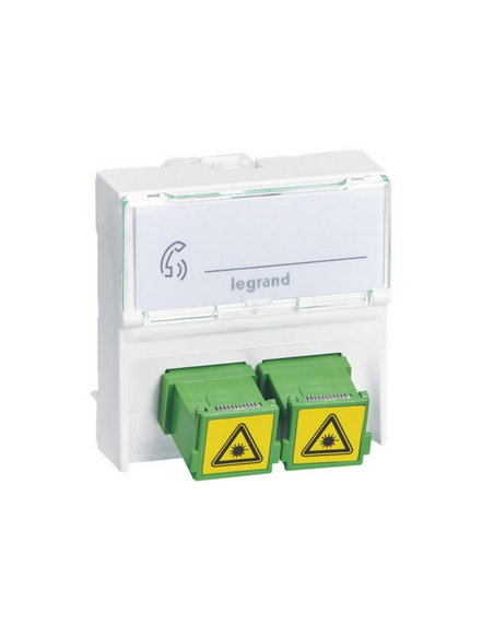 Prise 2 traversées fibre optique SC/APC simplex Mosaic 2 modules blanc LEGRAND 078614