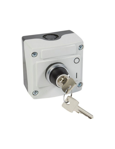 Boîte à bouton équipée Osmoz avec bouton tournant à clé n°455 2 positions avec couvercle gris LEGRAND 024217