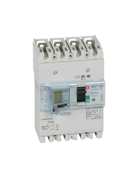 Disjoncteur Magneto-Thermique DPX3 160 MT avec Différentiel 4 Pôles 160A 25KA LEGRAND 420077
