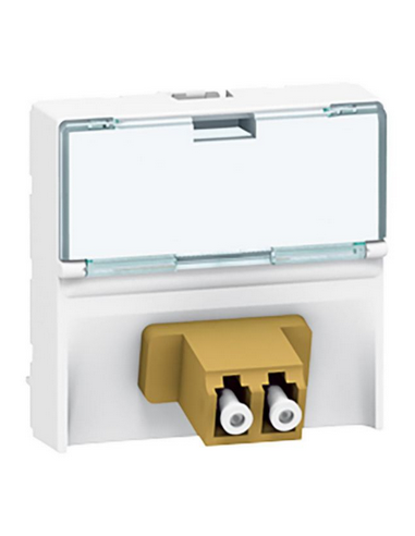 Prise traversée fibre optique 2xLC Mosaic 2 modules avec porte-repère transparent et connexion push-pull blanc LEGRAND 078618