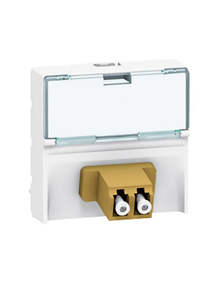 Prise traversée fibre optique 2xLC Mosaic 2 modules avec porte-repère transparent et connexion push-pull blanc LEGRAND 078618