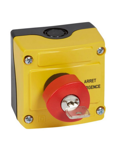 Boîte à bouton équipée Osmoz Coup de poing d'arrêt d'urgence rouge à clé n°455 D.40mm avec couvercle jaune LEGRAND 024215