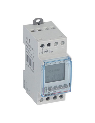 Interrupteur horaire digital programmable jour ou hebdomadaire 1 sortie 16A 24V~ alimentation 24V~ LEGRAND 412633
