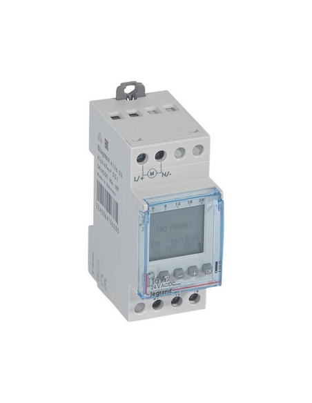 Interrupteur horaire digital programmable jour ou hebdomadaire 1 sortie 16A 24V~ alimentation 24V~ LEGRAND 412633