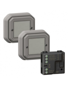 Prêt à poser Plexo 2 commandes sans fils sans pile avec 1 micromodule gris LEGRAND 069862L 2