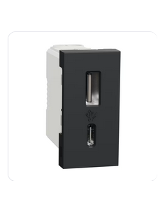 Unica chargeur USB double 15W type A+C 1 module anthracite méca seul SCHNEIDER NU301654
