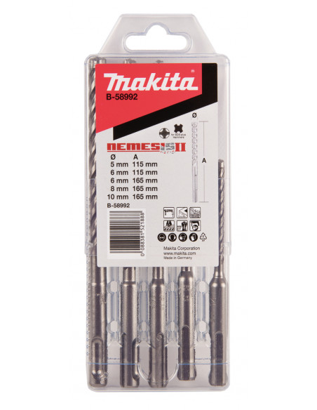 Coffret 5 Forets SDS-Plus 4 taillants TCT NEMESIS II MAKITA B-58992
