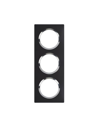 Plaque carrée dooxie 3 postes finition noir bague chromé LEGRAND 600897