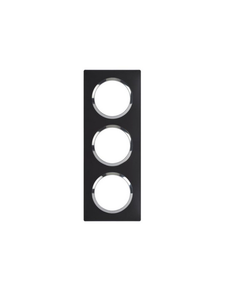 Plaque carrée dooxie 3 postes finition noir bague chromé LEGRAND 600897