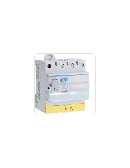 Interrupteur différentiel 3P+N 25A 300mA type AC à bornes décalées HAGER CFC825F