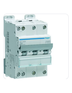 Disjoncteur 3P+N 6-10kA courbe C - 25A 3 modules HAGER NFT825 2