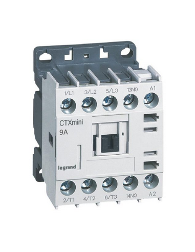 Mini-contacteur de puissance CTX³ 3 pôles 9A avec contact auxiliaire intégré 1NO tension de commande 230V~ LEGRAND 417026