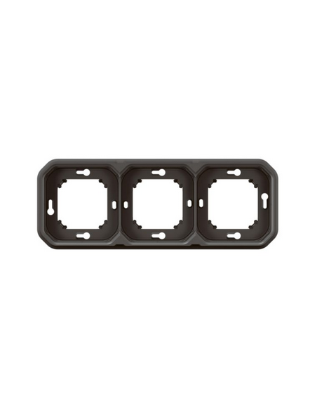 Plaque support 3 postes Plexo encastré horizontal ou vertical anthracite LEGRAND 070095