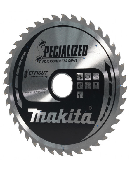 Lame pour scie circulaire Efficut Bois Composite 185x30mm 40 Dents MAKITA E-12245
