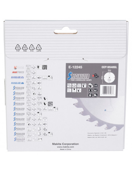 Lame pour scie circulaire Efficut Bois Composite 185x30mm 40 Dents MAKITA E-12245