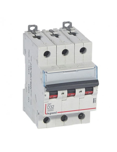 Disjoncteur DX³6000 10kA à vis 3 Pôles 400V~ 32A courbe D peigne HX³ traditionnel LEGRAND 408062