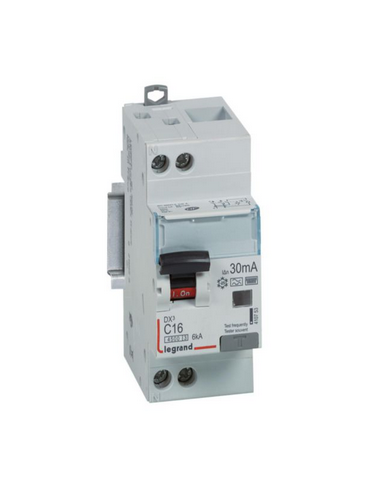 Disjoncteur différentiel DX³4500 à vis U+N 230V 16A type F 30mA courbe C 2 modules LEGRAND 410753