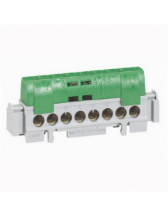 Bornier de répartition isolé IP2X terre 1 connexion 6mm² à 25mm² vert longueur 176mm LEGRAND 004836