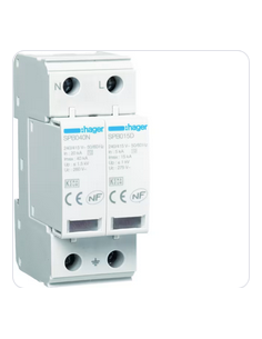 Parafoudre 2P T2 TNS/TT Uc 275V In 5kA Imax 15kA telesignalisation HAGER SPB215R 2