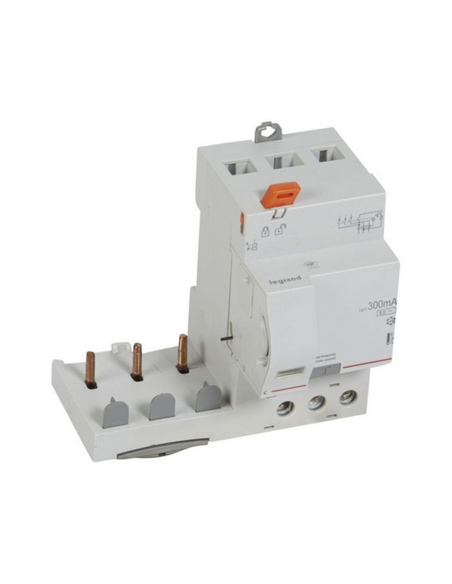 Bloc différentiel adaptable à vis DX³ pour disjoncteur 1 module par pôle 3 Pôles 400V~ 63A type AC 300mA sélectif LEGRAND 410477